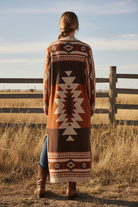 Aztec Maxi Cardigan Back View on Model